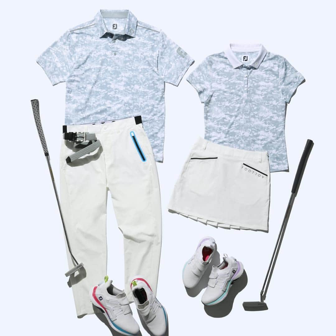のインスタグラム：「⛳️NEW ARRIVALS⛳️ グラフィックプリント ストレッチ 半袖シャツ For MEN & WOMEN  ゴルフウェアだからこそ、普段と違ったスタイリングを存分に楽しみたい！ そこでおすすめなのがリンクコーデ🏌️‍♂️🏌️‍♀️  雲をイメージしたクラウドカモフラージュプリントがアクセントになったシャツは、コーデのアクセントになる上、ゴルフ場でも映えること間違いなし⛳️  素材にはFJ定番とも言えるストレッチ性抜群のライル生地を採用。驚くほど軽やかな着心地も魅力です！  #footjoy #フットジョイ #golf #golfshoes #ゴルフ #ゴルフシューズ #ゴルフ男子 #ゴルフ女子 #シューズ #ゴルフファッション #ゴルフコーデ #ゴルフウェア #ゴルフ好き #春ゴルフ #春ゴルフコーデ #ゴルフスタイル #ゴルフアパレル #ゴルフグッズ #トレーニングウェア #新商品 #新コレクション #golffashion #golfwear #リンクコーデ」