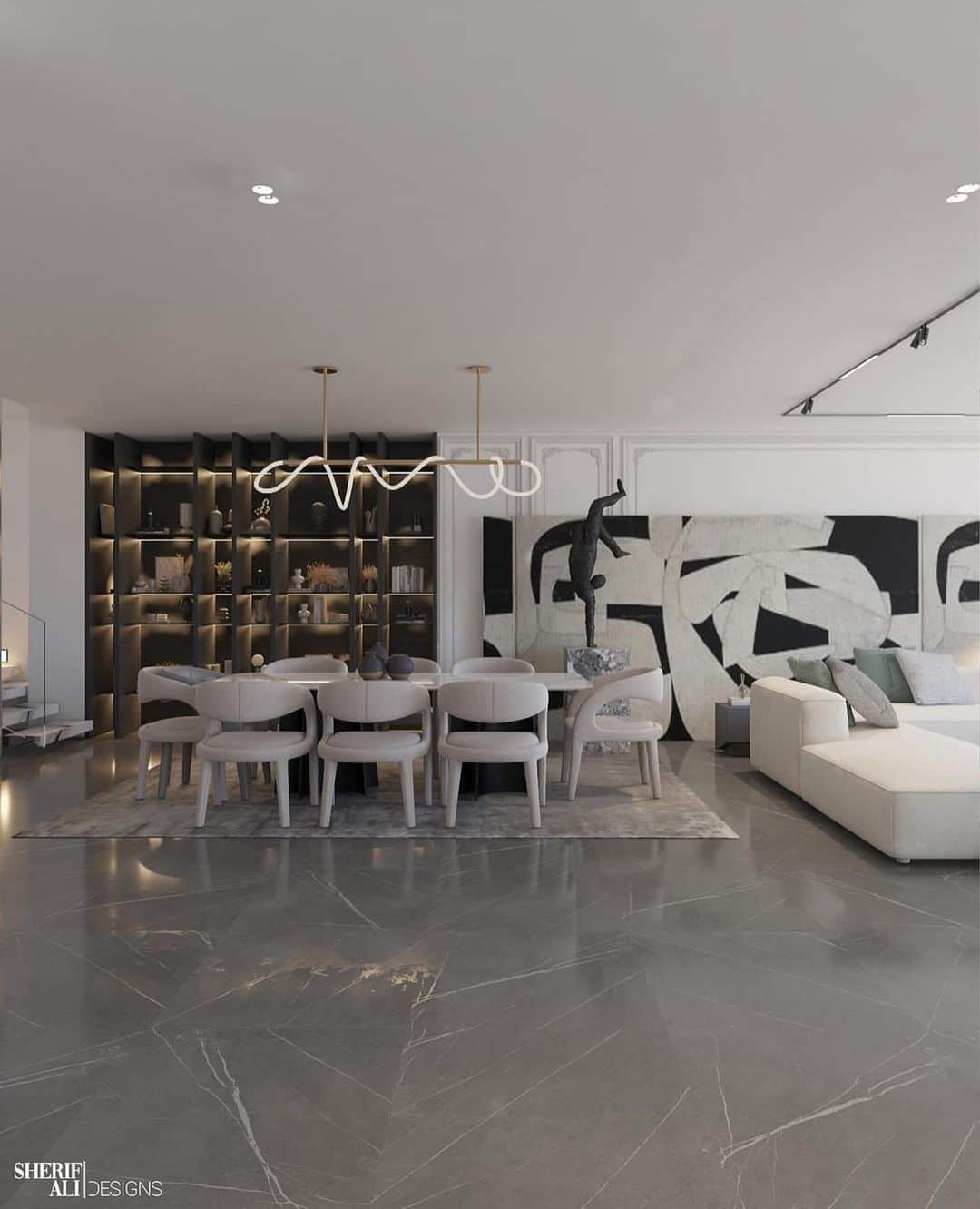 My Interiorのインスタグラム：「Modern artistic touch by designer @sherifali_designs  #interior #interiordesign #home #homebeautiful #classy #class #cool」