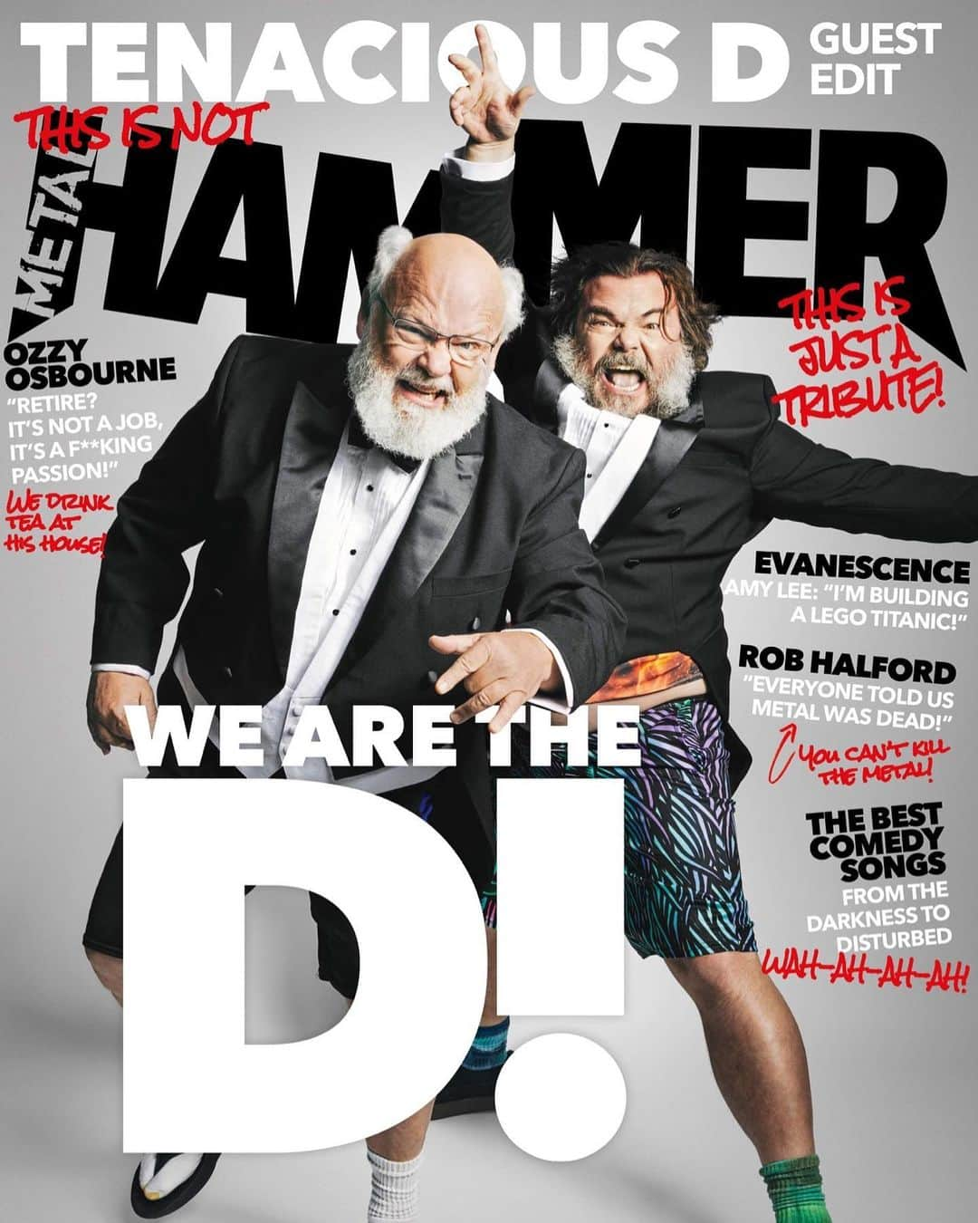 METAL HAMMERのインスタグラム：「Surprise! Tenacious D guest edit our new issue - and you’re gonna love what they’ve done with the place. Order it now via the link in our bio 🤙  #TenaciousD #JackBlack #KyleGass #rock #metal #heavymetal #metalhead #ozzyosbourne #amylee #evanescence #judaspriest #robhalford #acdc #metalhammer #magazine」