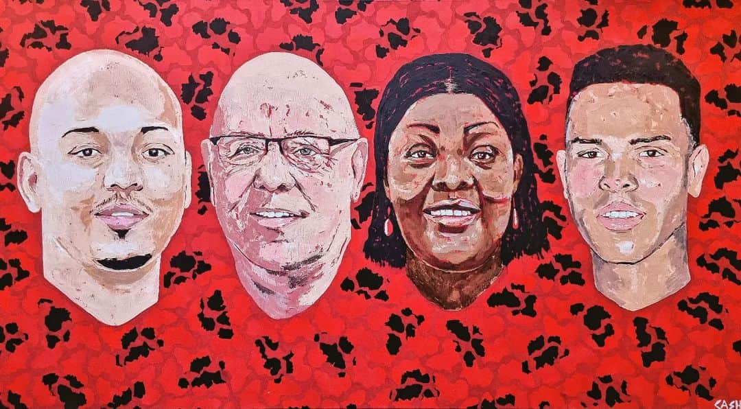 CASH（Carl Anders Sven Hultin）のインスタグラム：「Commissioned work for the one and only football player @m.stroeykens 🎨  Thank you for your trust 🙏🏽  Family portrait (1,80m x 1m) Acrylic on canvas, palet knive painting  S/O to my bro @jontylerworld for making this happen 🔌  #artbycash #familyportrait #portraits #painting #art #commissionedwork」