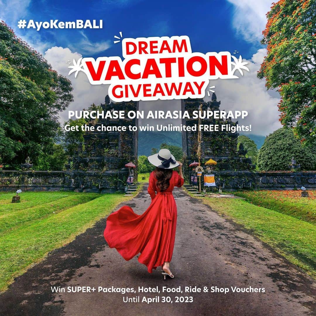 エアアジアのインスタグラム：「‼️GIVEAWAY‼️  It’s #revengetravel this 2023! Here’s your chance to get your much deserved vacation! #ayokembali ✨  Promo period: Now - 30 April 2023 T&Cs apply.」