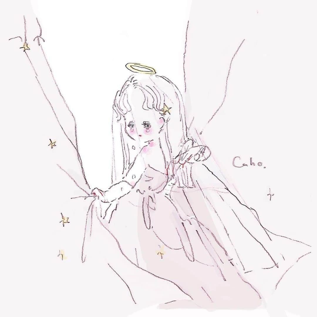 Cahoのインスタグラム：「どれほど特別な存在なのか あなたは知らないまま。  #illustration #illustrator #illust  #drawing #painting #angel」