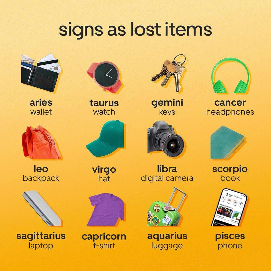 Uberのインスタグラム：「Mercury in retrograde szn makes us all a little forgetful. Which ‘left-in-an-Uber’ item are you?  Our annual Lost & Found Index details the quirkiest and most common items left in Ubers this past year.  Thousands of items are reported lost each day - but, you’re in luck: you can easily contact your driver to get your lost item back. Learn more in our Link in Bio.」