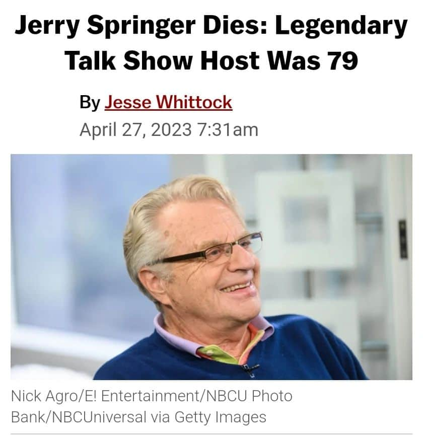 チャド・コールマンのインスタグラム：「@thejerryspringershow Say what you will, he was  #oneofone! And provided loads of entertainment to many folks who had their days free! #RIP🙏」