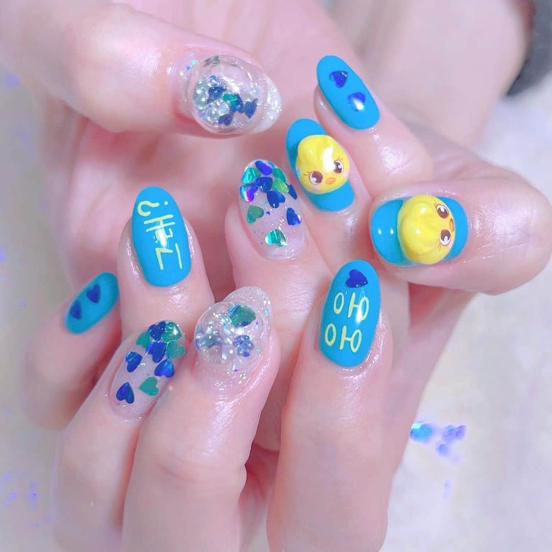 なかやまちえこのインスタグラム：「💙🐥💙⠀ ⠀ #nail #nails #nailart #ネイル #美甲 #ネイルアート  #japanesenailart #manucure #japanesenails #manicurist #gelnails #أظافر #네일아트 #미용  #เพ้นท์เล็บ #artedeuñas #เพ้นท์เล็บเจล #ジェルネイルデザイン #ネイルデザイン #nagelkunst #skzoo #skzoofanart #straykids @pregel.jp @kimacat_betty @aby_sharenail」