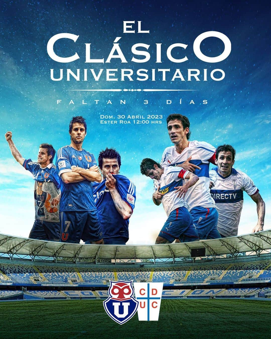 サッカー チリ代表チームのインスタグラム：「⚽💯 Se viene el histórico #ClásicoUniversitarioCL del #CampeonatoBetsson   ➖3️⃣  @udechileoficial 🆚 @cruzados_oficial  📆 Domingo 30 de abril ⌚ 12:00 🏟 Estadio Ester Roa | Concepción Por @tntsportscl 💻📺📲  📊📈 Vive la previa del #ClásicoUniversitarioCL del #CampeonatoBetsson con toda la estadística que te entrega Betsson.com 🔗  Sé parte del juego 🤩   @betssonchile」