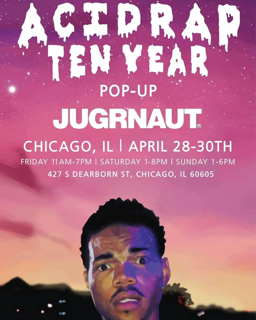 チャンス・ザ・ラッパーさんのインスタグラム写真 - (チャンス・ザ・ラッパーInstagram)「#ACIDRAP10 STORE IN CHICAGO THIS WEEKEND @Jugrnaut + available online this Sunday @ ChanceStuff.com!  Text Me +1 (312) 494-1081 🤳🏽」4月28日 10時57分 - chancetherapper