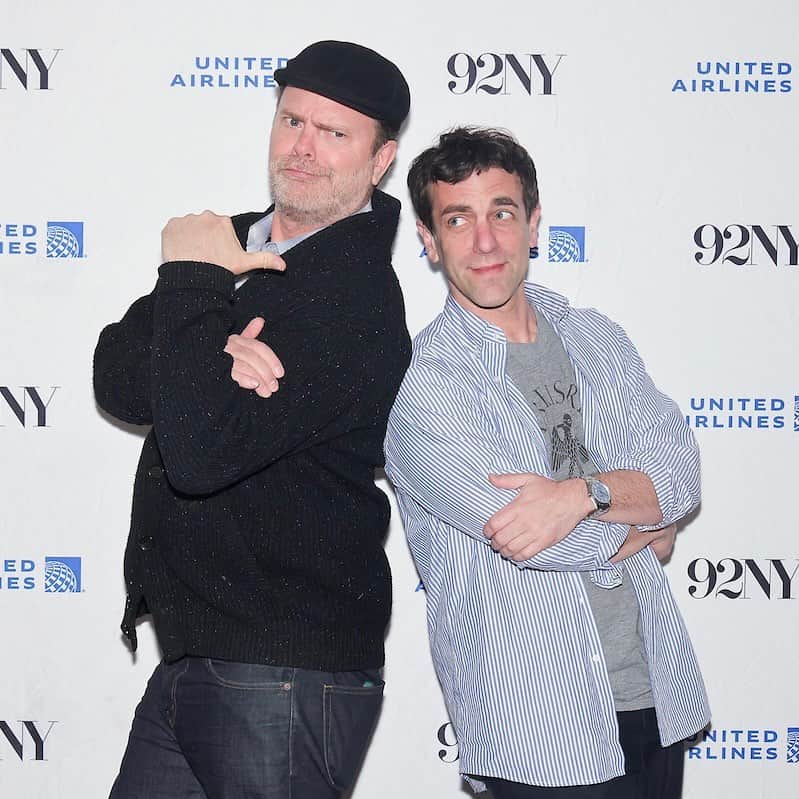 レイン・ウィルソンのインスタグラム：「Had a MAGNIFICENT time with the laser-brilliant @BJNovak @92ndstreetY discussing @SoulBoom and life and our regrets from The Office years (hint: it had to do with JUST ENJOYING IT MORE IN THE MOMENT!!!!) I hope one day you get to have a scintillating conversation with this great, warped mind. Also, he smells nice. [Photos: Vladimir Kolesnikov/Michael Priest Photography]」