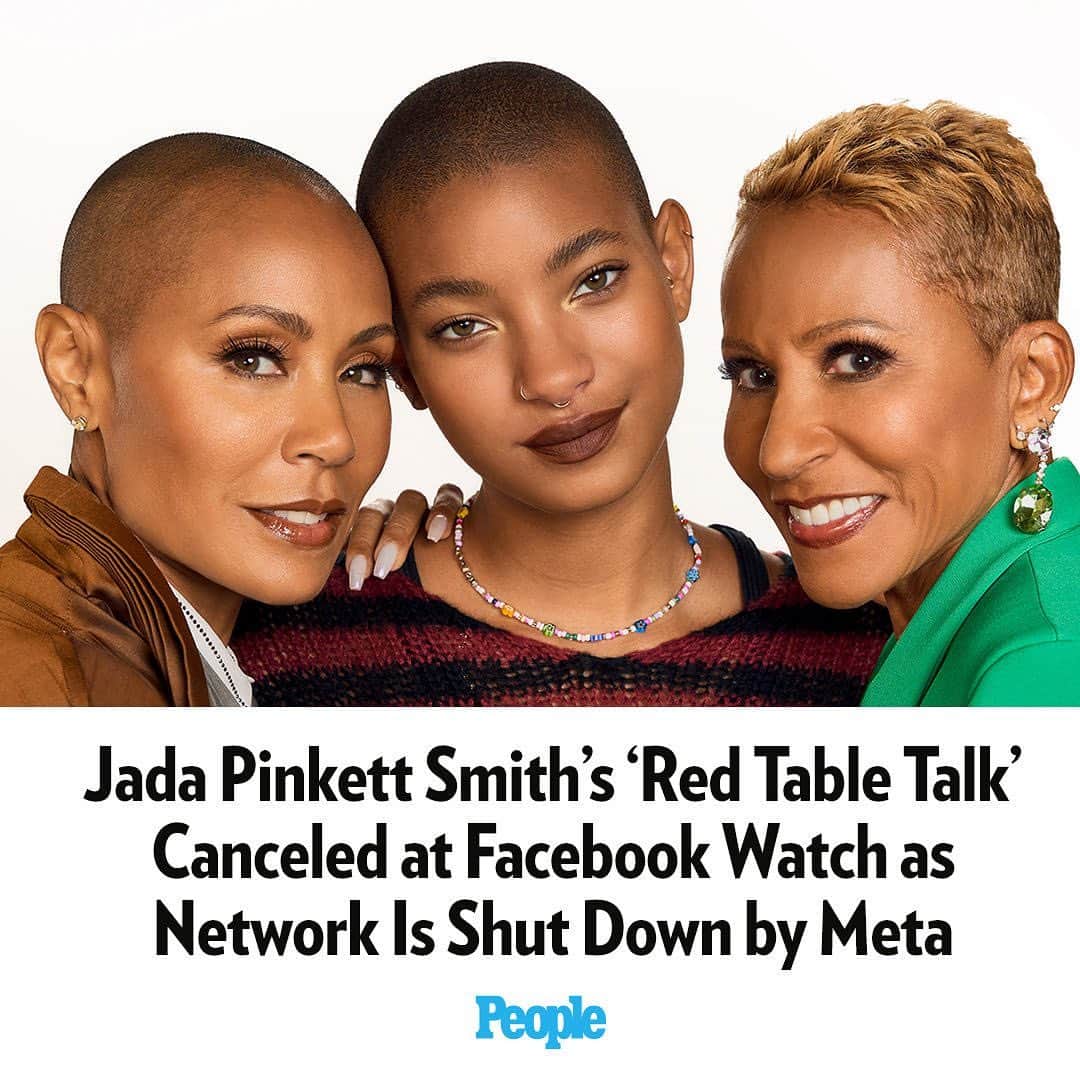 People Magazineさんのインスタグラム写真 - (People MagazineInstagram)「Red Table Talk is closing its doors for now. The popular talk show — co-hosted by Jada Pinkett Smith, her mother Adrienne Banfield-Norris, and her daughter Willow Smith — has been canceled as its network Facebook Watch is shut down by Meta, PEOPLE confirms. After the news, Jada said in a statement that they are "in talks of finding a new home and we’ll see you soon." All the details at the link in our bio. | 📷: Red Table Talk/Facebook Watch」4月28日 2時46分 - people
