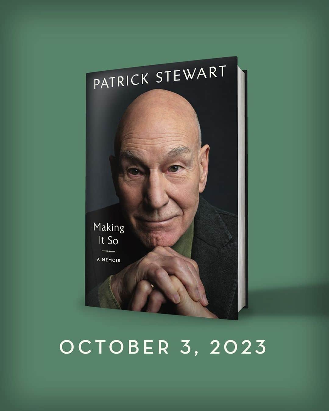 パトリック・スチュワートのインスタグラム：「I am delighted to share with you the cover of my memoir, MAKING IT SO. Revisiting my life from my earliest memories and into the present has been an illuminating journey for me. It's a life lived far beyond my expectations, and I hope you enjoy reading the book this fall — on shelves worldwide on October 3.  #MakingItSo is available to order today - link in bio.   📷: @markseliger」