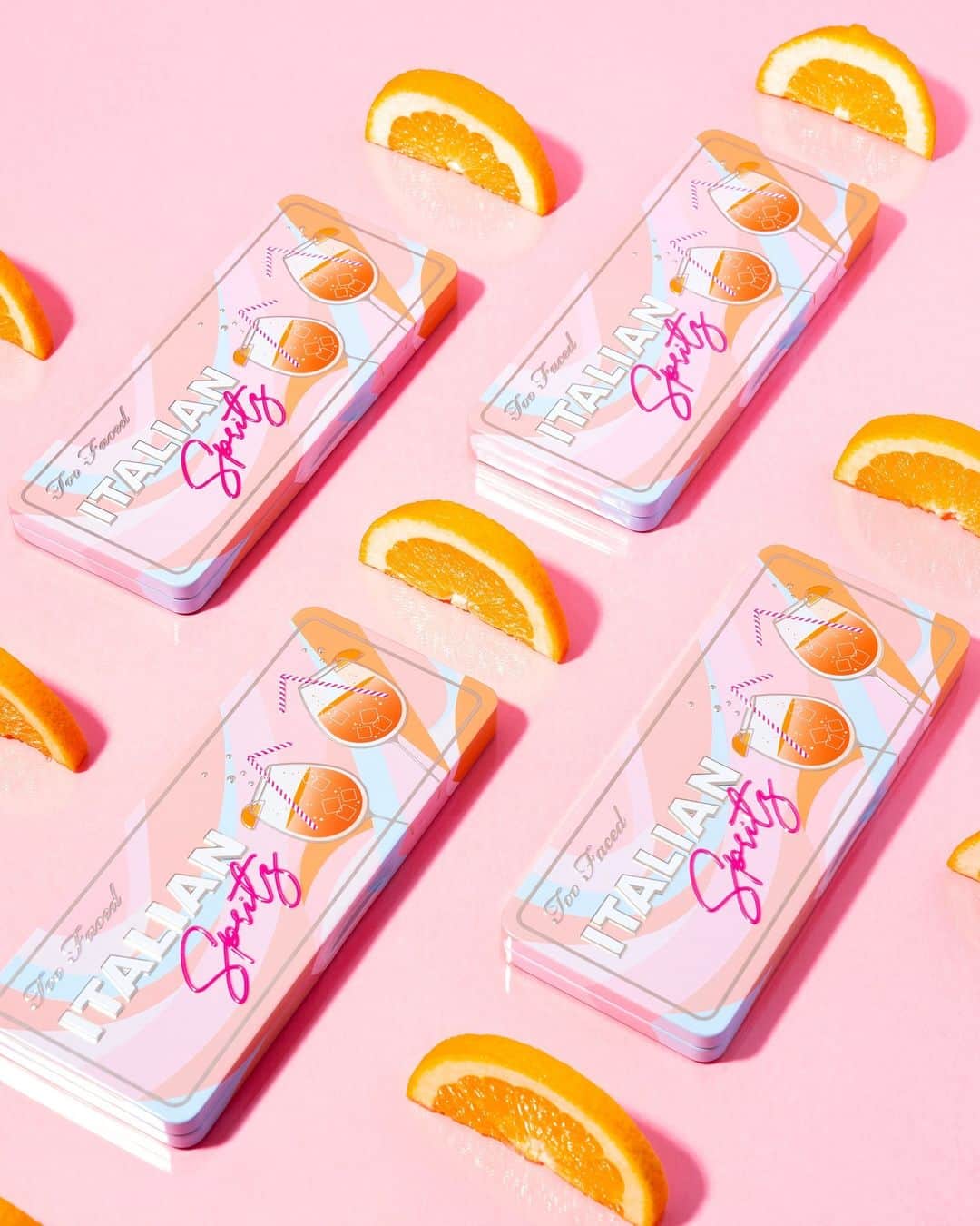 Too Facedのインスタグラム：「Feelin' Saucy 😉 Create bright, bold & playful looks with the 18 Sparkling Shades in our Italian Spritz Eye Shadow Palette! 🍊🧡 Tap to shop! #toofaced #tfcrueltyfree」