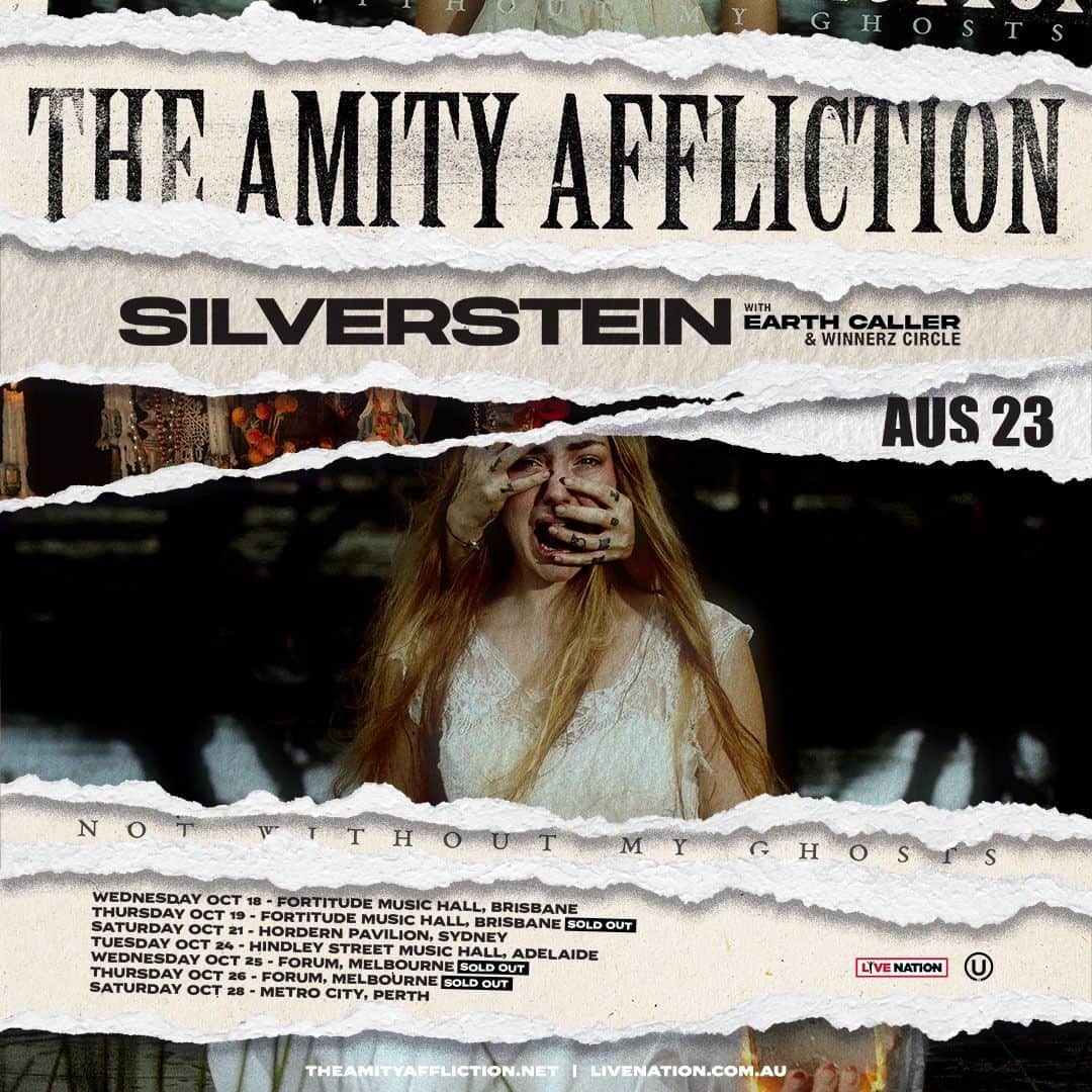 The Amity Afflictionのインスタグラム：「🚨 Friendly reminder that tickets for our Australian tour with @silverstein, @earthcaller and @only1winnerzcircle this October are selling very quickly. Three shows are already sold out and the others won't be far behind!  🎫 theamityaffliction.net」