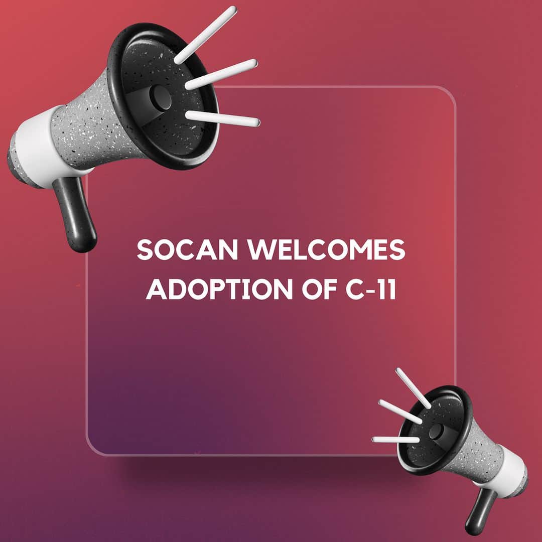 SOCANさんのインスタグラム写真 - (SOCANInstagram)「SOCAN welcomes the passage of Bill C-11, the Online Streaming Act, by the Senate.   Streaming has grown significantly in recent years, but Canadian songwriters and composers have not received their fair share of this growth. Foreign streaming giants have enjoyed unfettered access to Canadian audiences and now, thanks to C-11, they will have to help support our cultural community and our Canadian songwriters.   “The Online Streaming Act sets the stage for the promotion and support of Canadian songwriters and composers,“ said SOCAN CEO Jennifer Brown. “We all benefit when our cultural policies reflect and encourage the Canadian experience and the creation and dissemination of Canadian stories and songs.“   “This law is of crucial importance to the success of Québec music culture,” says Alexandre Alonso, SOCAN Executive Director of Québec Affairs. “Our data shows that Québec music creators are having difficulty reaching audiences on digital media, and Bill C-11 will encourage the promotion of their incredible work. “   Bill C-11 delivers on the promise of the Minister of Canadian Heritage, the Honourable Pablo Rodriguez, to regulate online streaming services while excluding its application to individual content creators.   On behalf of its more than 185,000 members, SOCAN warmly thanks Minister Rodriguez for his leadership, and assures him of its continued support on any project that will support the growth of Canadian cultural industries. SOCAN also thanks NDP and Bloc Québécois Members of Parliament for their support on this very important issue.」4月28日 9時17分 - socanmusic