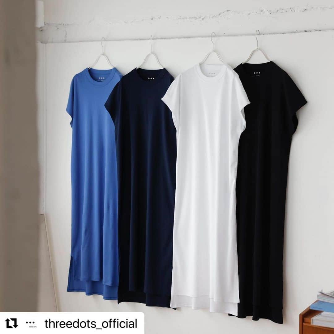 RIKACOさんのインスタグラム写真 - (RIKACOInstagram)「素敵なコラボ💓  #Repost @threedots_official with @use.repost ・・・ 【ｘRIKACO Tshirt dress Debut！】 飾らないキャラクターで人気を集めるタレント、RIKACOさんとのコラボドレスが本日発売開始！ 定番オーガニックコットン素材をストレスフリーなフィットに落とし込んだドレスは、抜群の着心地と着回し力が特徴です。コーディネート次第で表情を変えられるため日常から旅行時などあらゆるシーンに対応し、これからの季節は毎日のように活躍しそう。 是非オンラインストア、店頭にてご覧ください。   AG5001YR　 ｘRIKACO Tshirt dress ¥18,700  #threedots #スリードッツ」4月28日 11時17分 - rikaco_official