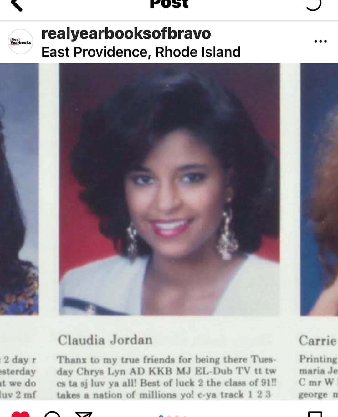 クラウディア・ジョーダンさんのインスタグラム写真 - (クラウディア・ジョーダンInstagram)「#TBT Senior yearbook photo! 1991 East Providence High School #Townies #401 #OnMyClaireHuxtable」4月28日 12時57分 - claudiajordan