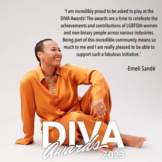 Emeli Sandéのインスタグラム：「So excited to be performing at the @divamagazine awards this evening! Let’s go Divas!! 🚀💜✨」