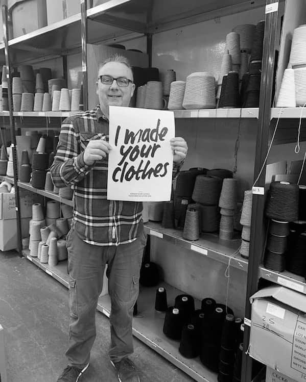 プリングル オブ スコットランドのインスタグラム：「My name is Allan, #imadeyourclothes in Hawick, Scotland at the Teviot Knitwear factory. I made your knitwear for Pringle of Scotland. @fash_rev   Allan has generations of knitwear knowledge from his family in Hawick, and when not running the business, he enjoys walking Milo the dog!」