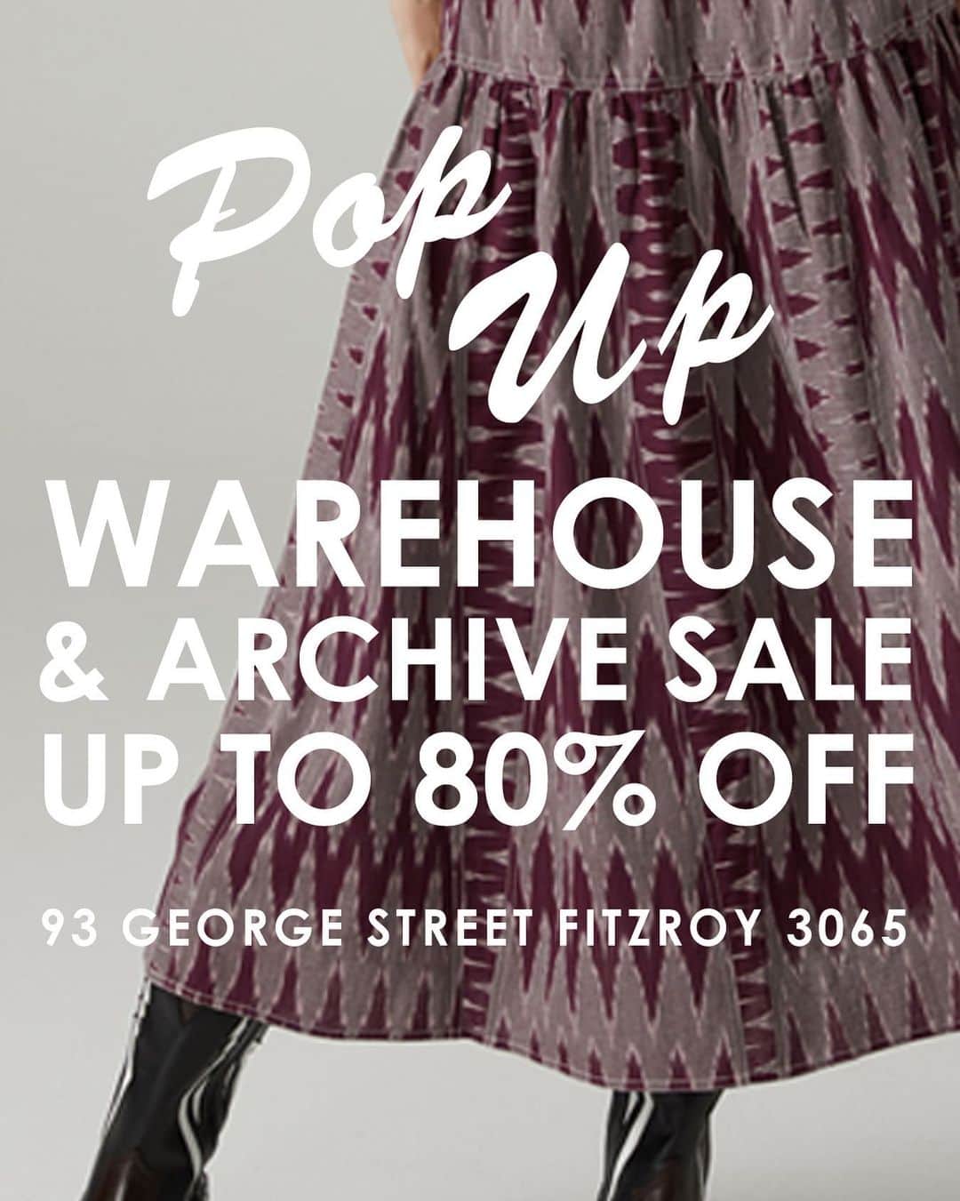 ミーガンパークのインスタグラム：「SAVE THE DATE MELBOURNE. We are happy to announce our warehouse and archive sale in the heart of Fitzroy.   With up to 80% OFF MEGAN PARK clothing, home and accessories for 3 days only, choose from previous season Spring Summer, Autumn Winter and exclusive ONE OF A KIND Archive pieces in a variety of sizes. Hosted in the old Third Drawer Down space at 93 George Street Fitzroy its only a stones throw from our Gertrude Street boutique.  Be sure to bring a friend and find something beautiful to treasure forever.  Cash and Card accepted, no EFTPOS. Starts Thursday 4th May 4pm-7pm, Friday 5th May 8am-6pm, Saturday 6th May 9am-5pm.  *All sales are final, no returns or exchanges, pieces sold as seen, not in conjunction with any other offer, e-mailed receipts only.」