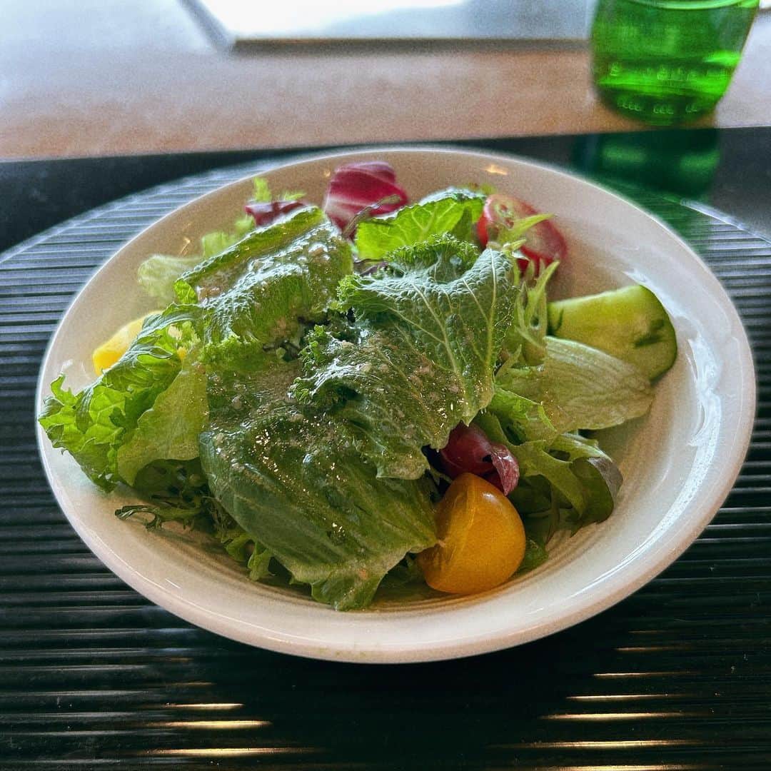 新井里茄のインスタグラム：「東京湾を見ながらlunch🍽️ 鉄板焼きが好きだなー🤤  #鉄板焼き #お肉ランチ  #鮑」