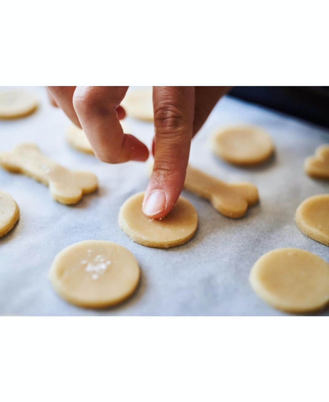 榎本美沙さんのインスタグラム写真 - (榎本美沙Instagram)「. 塩クッキー . とっても簡単、 家にある材料ですぐにつくれる、 クッキーです。 . 甘じょっぱくて、クセになる味わいです…！ ちょっと気温高めな日でも美味しいクッキーです◎ . GWのちょっとしたおやつにどうぞ◎ . . ●塩クッキー . ■材料(25~30枚分) (A)薄力粉100g (20gを全粒粉にしても) (A)きび砂糖 30g (A)粗塩 小さじ1/4 太白ごま油(サラダ油でもOK) 大さじ3 豆乳(無調整) 大さじ1 . . ■作り方 【1】オーブンは170度に予熱する。 ボウルに(A)を入れ混ぜる。 . 【2】太白ごま油を加え、手でするようにしながら、 全体が均一にポロポロとするまで混ぜる。 豆乳を加えまぜ、生地をひとまとまりにする。 . 【3】生地をラップで挟み、厚さ4mmにのばす。 直径3.5cmほどの型で抜き、天板にクッキングシートをしいて並べ入れ、粗塩(適量/分量外)を少しずつのせる。 . 【4】オーブンで15〜18分ほど焼き、網などの上で冷ます。 . . *レシピ動画はストーリーズか プロフィール欄のリンクからどうぞ。 (※DMは申し訳ないのですが、使えていません。) . . . #えのもとクッキー帖 #えのもとクッキー帖つくる方 . #塩クッキー #榎本美沙 #クッキー #簡単クッキー #クッキー好き #レシピ」4月28日 18時21分 - misa_enomoto