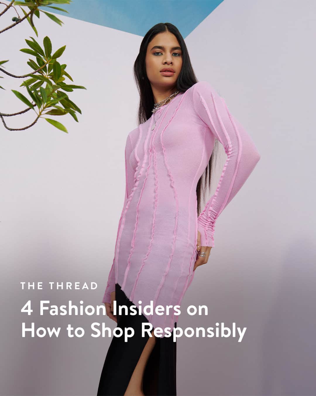 Nordstromのインスタグラム：「Want to be more sustainable but don't know where to start? Your guide to shopping with a conscience is here. Ahead, we round up four fashion industry insiders to give us their insights on how to slow down, be intentional and create a wardrobe that lasts. Read the full story on The Thread at the link in bio.​  ​  SAMI MIRO VINTAGE Long Sleeve Asymmetric Rib Minidress – Item 7509115」