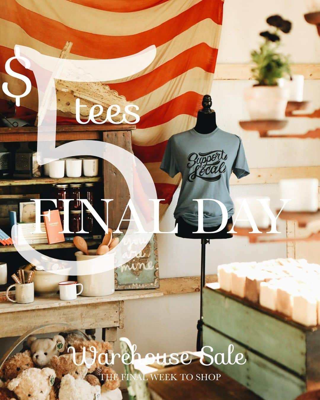 FOLKのインスタグラム：「The $5 tees were supposed to end yesterday, but we forgot this Support Local design, and have a bunch left, so it extends a couple extra days. Mailing continues. Y’all sure placed a LOT of orders 😳 #supportlocal #shopsmall」