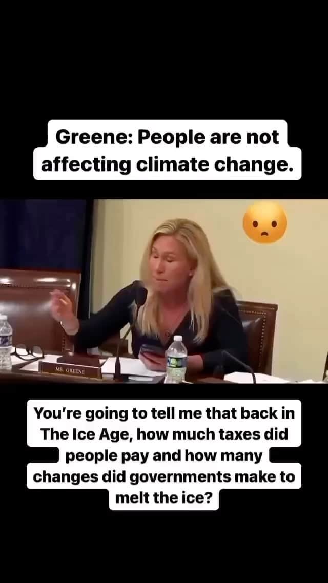 タリブ・クウェリのインスタグラム：「Cave woman Majorie Taylor Greene thinks cave people paid taxes during the Ice Age... 😩😂 this is who the conservative GOP considers to be a leading voice...   Repost from @mrchuckd_pe • 🤡」
