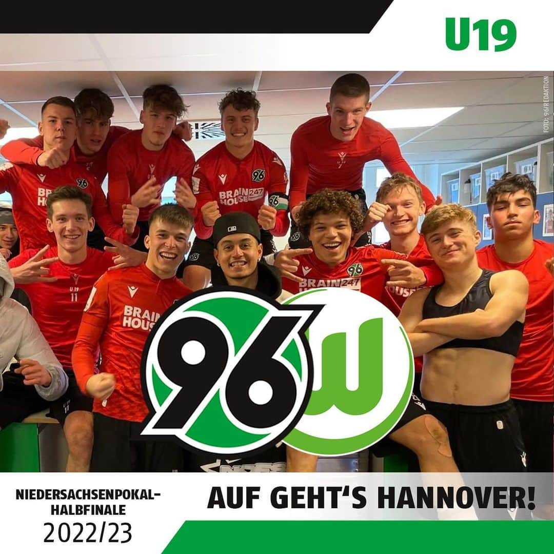 ハノーファー96さんのインスタグラム写真 - (ハノーファー96Instagram)「Kommt vorbei und unterstützt unsere jungen Roten! 🙌🏼  Morgen spielt die #96U19 im Halbfinale des Niedersachsenpokals um den Einzug ins Endspiel! 💪🏼  🏟️ Eilenriedestadion in der @96Akademie 🕞 15.30 Uhr 🆚 VfL Wolfsburg U19  Also: Nachmittags den Nachwuchs und abends die Profis supporten! Wir freuen uns auf Euch! 🤗  Der Eintritt ist frei. Alle weiteren Infos erhaltet Ihr in der Akademie-Vorschau in der Story. ℹ️  #H96WOB #96Akademie #H96 #Hannover96 #NiemalsAllein ⚫️⚪️💚」4月28日 21時22分 - hannover96