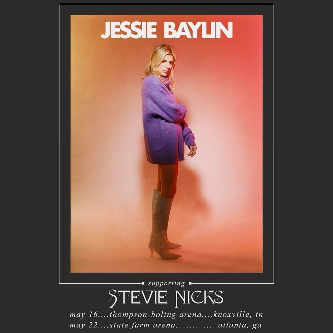 ジェシー・ベイリンのインスタグラム：「this is about as big as it gets for me- the tippy top of the mountain of dreams. I am thrilled to announce I’m opening for the queen of them all - @stevienicks ~ come see us in Knoxville + Atlanta xx」