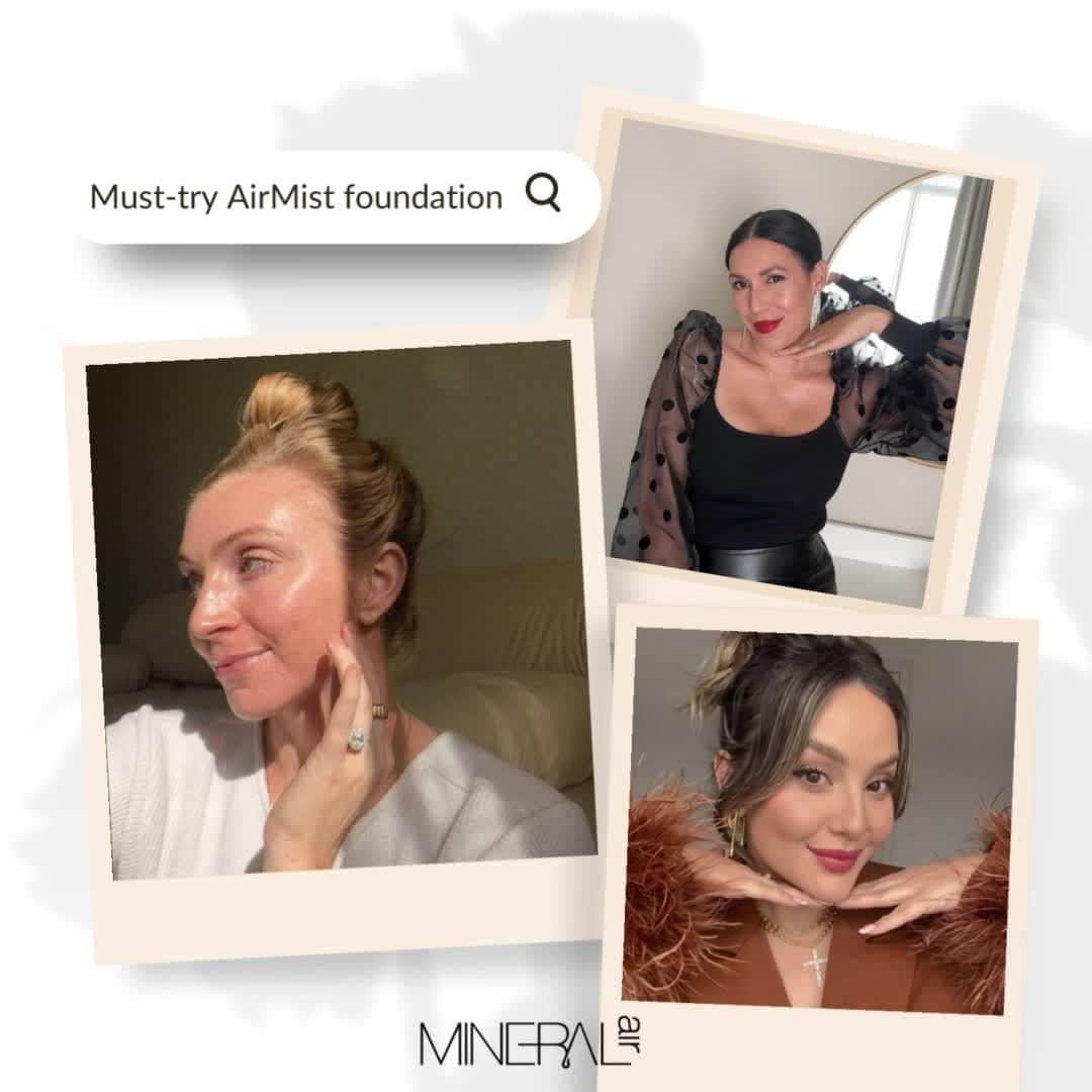Mineral Airのインスタグラム：「The results are in! Achieve professional makeup results with Mineral Air's 4-in-1 Foundation and signature AirMist Device! Together, they deliver a precision-level mist for flawless coverage in no time.   Buy online (link in bio) or at your nearest @NeimanMarcus or @IndieBeautyMarket」