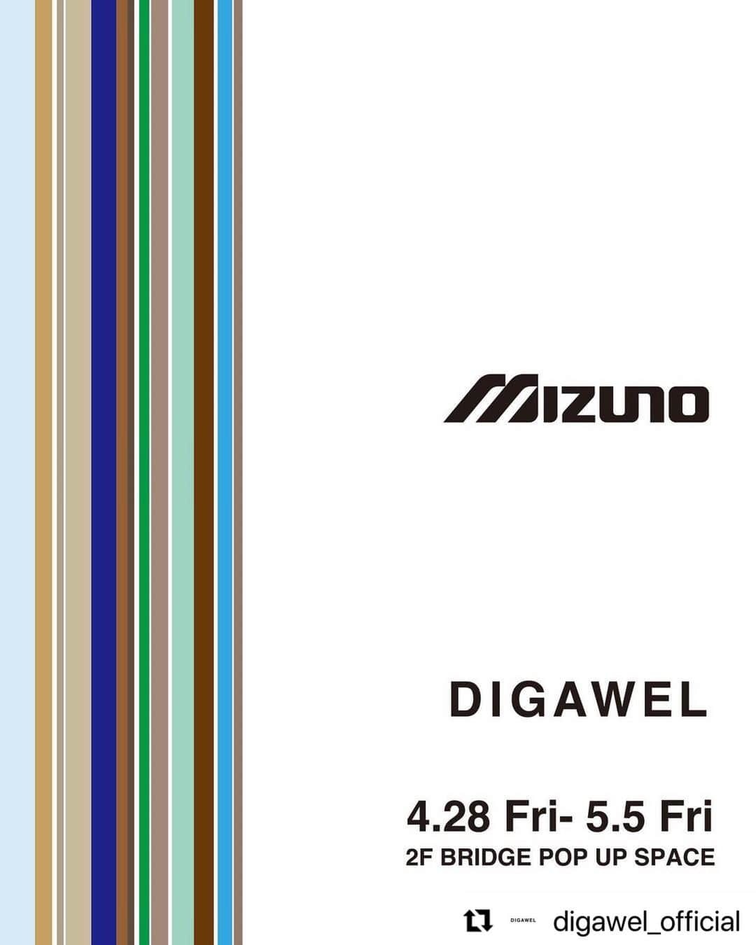MIZUNO1906 Official Accountさんのインスタグラム写真 - (MIZUNO1906 Official AccountInstagram)「【MIZUNO×DIGAWEL】 〝渋谷PARCO POP UP SHOP 〟 ⁡ 『WAVE RIDER β DIGAWEL』の発売にあたりPOP UP SHOPを開催します。 ⁡ DIGAWELデザイナー西村浩平が期間中は毎日在店します。 UNION×DIGAWEL”BETA COLLECTION”のアイテム以外にもDIGAWEL 23SSシーズンの商品も店頭に並びます。 また、WAVE RIDER β DIGAWELのレディースサイズは渋谷PARCOのみでの販売となります。(レディースサイズは23.5/24.0のみ) デザイナーと直接会える貴重な機会となりますのでぜひお越しください。 ⁡ 期間 2023/4/28(Fri)~5/5(Fri) ⁡ 店舗 渋谷PARCO 2F BRIDGE POP UP SPACE ⁡ ⁡ #digawel  #DIGAWEL #渋谷パルコ #PARCO ⁡ POP UP SHOP at Shibuya PARCO, a "Designer You Can Go to See". ⁡ POP UP SHOP will be held on the occasion of the release of "WAVE RIDER β DIGAWEL". ⁡ DIGAWEL designer Kohei Nishimura will be at the store every day during the period. In addition to items from the UNION×DIGAWEL "BETA COLLECTION", products from the DIGAWEL 23SS season will also be available at the store. WAVE RIDER β DIGAWEL women's sizes will be sold only at Shibuya PARCO. (Women's size is 23.5/24.0 only) This will be a rare opportunity to meet the designer in person, so please come and visit us. ⁡ Date April 28 (Fri) - May 5 (Fri) ⁡ Store Shibuya PARCO 2F BRIDGE POP UP SPACE  #union #uniontokyo  #Mizuno #ミズノ #美津濃 #MizunoSportstyle #mizunotokyo #mizunoosaka #mizunokyoto #渋谷 #shibuyaparco #shibuyashopping @mizuno_sportstyle_jp  @digawel_official」4月28日 23時41分 - mizuno_sportstyle_jp