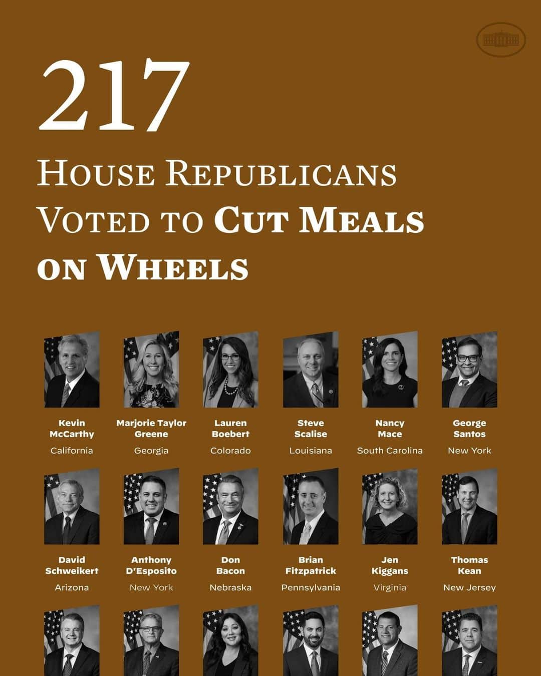 The White Houseのインスタグラム：「Speaker McCarthy and MAGA House Republicans would rather see seniors go hungry than cut subsidies for big corporations.」