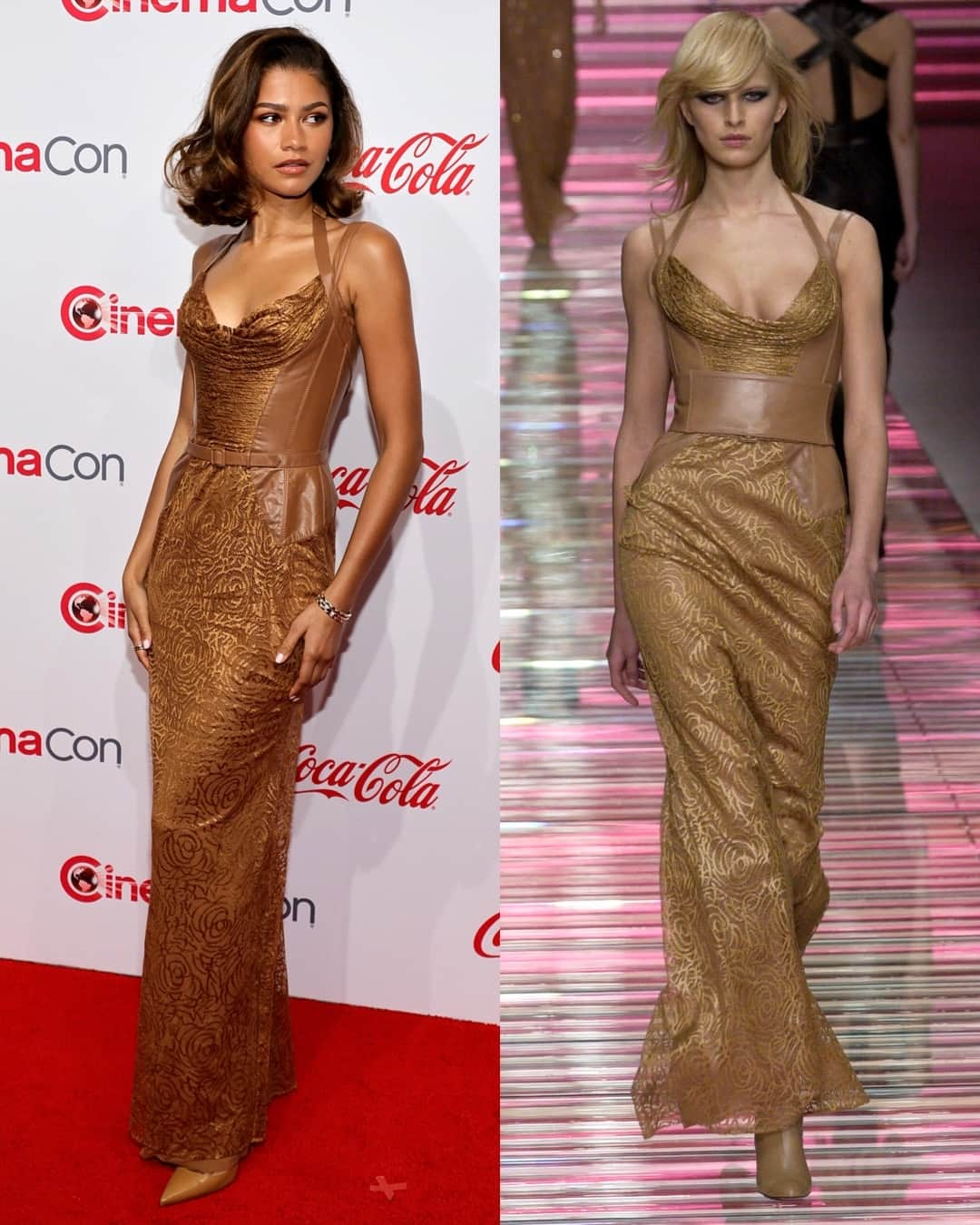 The Zoe Reportさんのインスタグラム写真 - (The Zoe ReportInstagram)「Before #Zendaya accepted the Star of the Year award at CinemaCon, the star graced the red carpet in a 2001 Versace gown, originally worn by #KarolinaKurkova on the runway.⁠ ⁠ 📷: Getty」4月29日 0時28分 - thezoereport