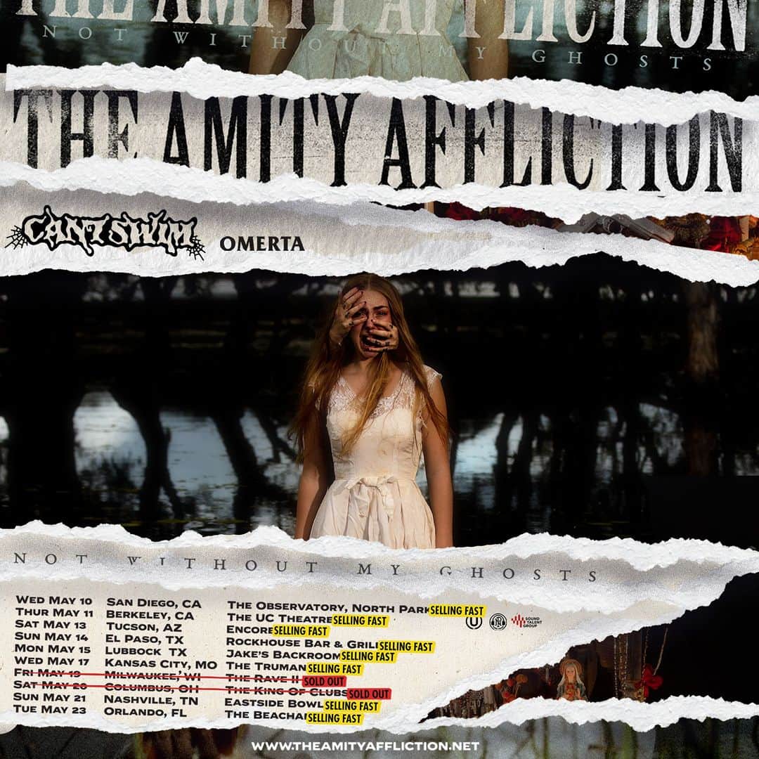 The Amity Afflictionのインスタグラム：「🎫 Ticket update for upcoming 🇺🇸 with @cantswim_ and @ihateomerta 🎫 Milwaukee is now also sold out and all the other dates are selling fast! Get in quick!  theamityaffliction.net」
