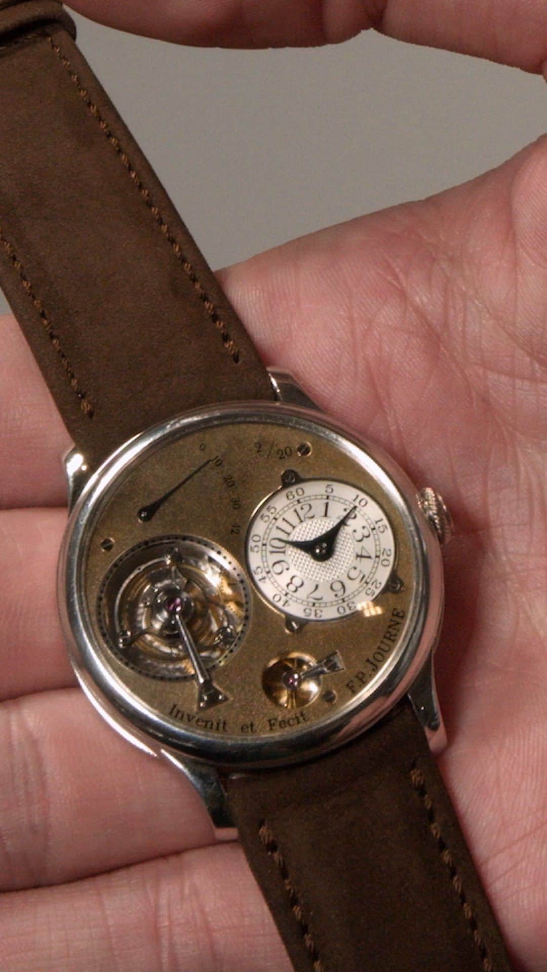 クリスティーズのインスタグラム：「The Art of F. P. Journe ⌚️⠀ ⠀ A unique moment in horology history, never has such a wide-ranging array of F.P. Journe timepieces been brought together in one auction to celebrate a single independent watchmaker. ⠀ ⠀ Of all the timepieces created by François-Paul Journe at the start of his extraordinary watchmaking career, the ‘Souscription’ Tourbillon Souverain is probably the ultimate prize for the collector. ⠀ ⠀ Christie’s is therefore extremely excited to be able to offer for the first time at auction Souscription watch no. 2 from the series of only 20 numbered pieces ever made. ⠀ ⠀ Estimate: CHF: 1,800,000 –2,800,000. The Art of F. P. Journe: 12 May 1PM CEST.⠀ ⠀ @christieswatches #christieswatches」
