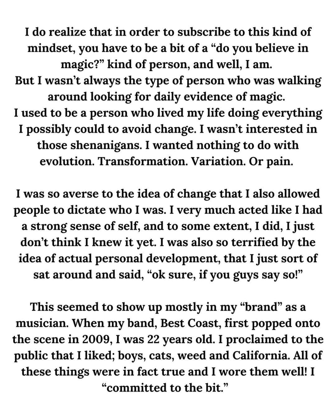 ベスト・コーストさんのインスタグラム写真 - (ベスト・コーストInstagram)「been thinking a lot about change and what it means. for myself and for everyone. decided to write a little bit about it. hope it resonates with you. and if it doesn’t, it’s fine :)  💕, BC」4月29日 1時37分 - best_coast