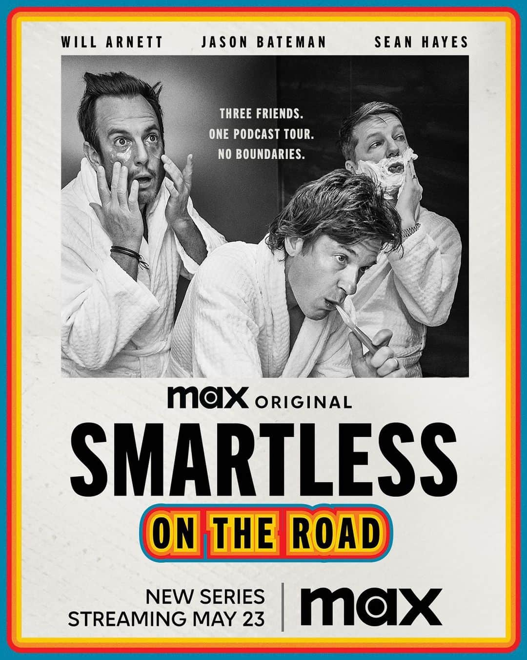 ショーン・ヘイズのインスタグラム：「Yay! The official poster for the documentary of our “SmartLess” Tour is here! #SmartLessOnTheRoad premieres May 23rd, only on Max. #StreamOnMax #SmartLess」