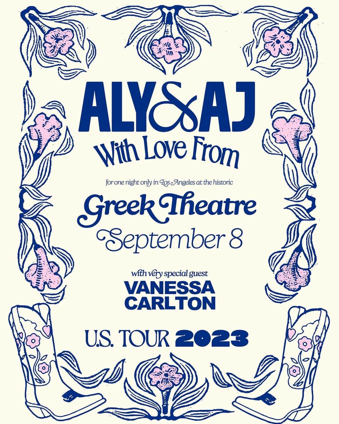 アマンダ・ミシェルカのインスタグラム：「We have a very special guest joining us in LA at the @greek_theatre on September 8th. The one and only @vanessacarltonactual   Get your tickets now at alyandaj.com to witness this magical night at our favorite venue in LA.   #alyandaj #thegreek #vanessacarlton #ontour #withlovefrom」