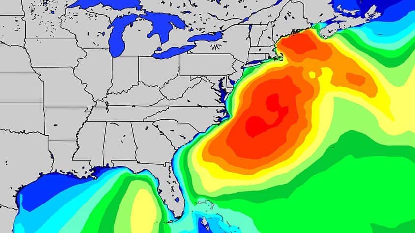 surflineさんのインスタグラム写真 - (surflineInstagram)「One- two combo from potent East Coast system. Swipe right to hear @mwatsonsurfline break down the forecast. This Incoming is brought to you by @xcelwetsuits」4月29日 4時15分 - surfline