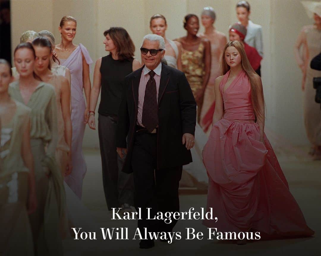 Harper's BAZAARさんのインスタグラム写真 - (Harper's BAZAARInstagram)「Karl Lagerfeld was a complicated, shape-shifting cultural icon. For much of his life, Lagerfeld made eight collections annually for @chanelofficial, oversaw couture and ready-to-wear for @fendi, and designed for his own eponymous line @karllagerfeld. His shows had elaborate sets: waterfalls, spaceships, beaches, forests, a supermarket. His legacy is not a specific garment but transformation of fashion into something that makes you feel like you are someone.  Come Monday’s #MetGala, which will celebrate the late designer, there will be a parade of the most famous names in the world wearing fabulous dresses, many of which will likely be “old,” designed by Lagerfeld himself or created in his image. And everyone will tune in, whether they love it or hate it, because the world we’re living in is still very much Karl Lagerfeld’s. Head to the link in bio for more by @tarigonzalez.」4月29日 4時01分 - harpersbazaarus