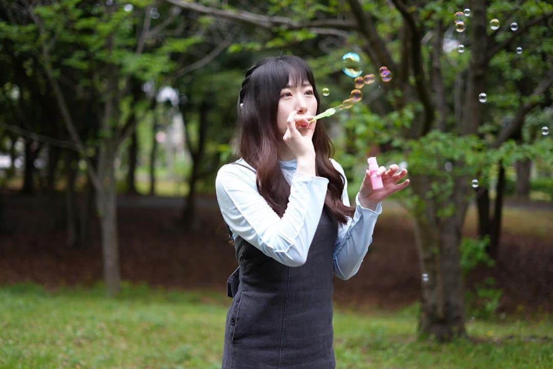 熊谷知花のインスタグラム：「シャボン玉♪」
