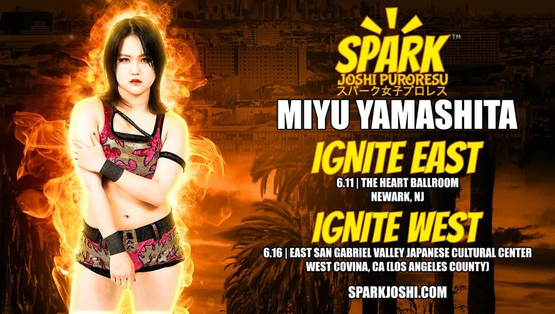 山下実優さんのインスタグラム写真 - (山下実優Instagram)「Spark Joshi announces Miyu Yamashita will participate in the inaugural shows on both coasts of the United States.  Trained in the Kyokushin style of karate and achieving a rank of 3rd in Japan at a young age, Miyu Yamashita also auditioned for many idol groups until she was introduced to MIKAMI (Kyohei Mikami) of DDT and became one of the four inaugural members of DDT's sister promotion, Tokyo Joshi Pro Wrestling.  With an arsenal of stiff kicks from her martial arts background earning her the moniker of "Pink Striker", in reference to her pink and white wrestling gear and paper tape streamers, Yamashita went on to become the first ever Princess of Princess Champion (TJPW's top title, called the Tokyo Princess of Princess Champion at the time) in January 2016.  See Miyu Yamashita live in Newark, New Jersey at SPARK Joshi's "Ignite East" event on June 11th (tickets on sale May 1st.) Fans on the west coast can also see her at the East San Gabriel Valley Japanese Community Center in Los Angeles County during SPARK Joshi's "Ignite West" event on June 16th (tickets on sale May 5th.)  @miyu.yamashita  #wrestling #prowrestling #joshiwrestling #joshipuroresu #joshipuro #joshiprowrestling #sparkjoshi」4月29日 9時31分 - miyu.yamashita