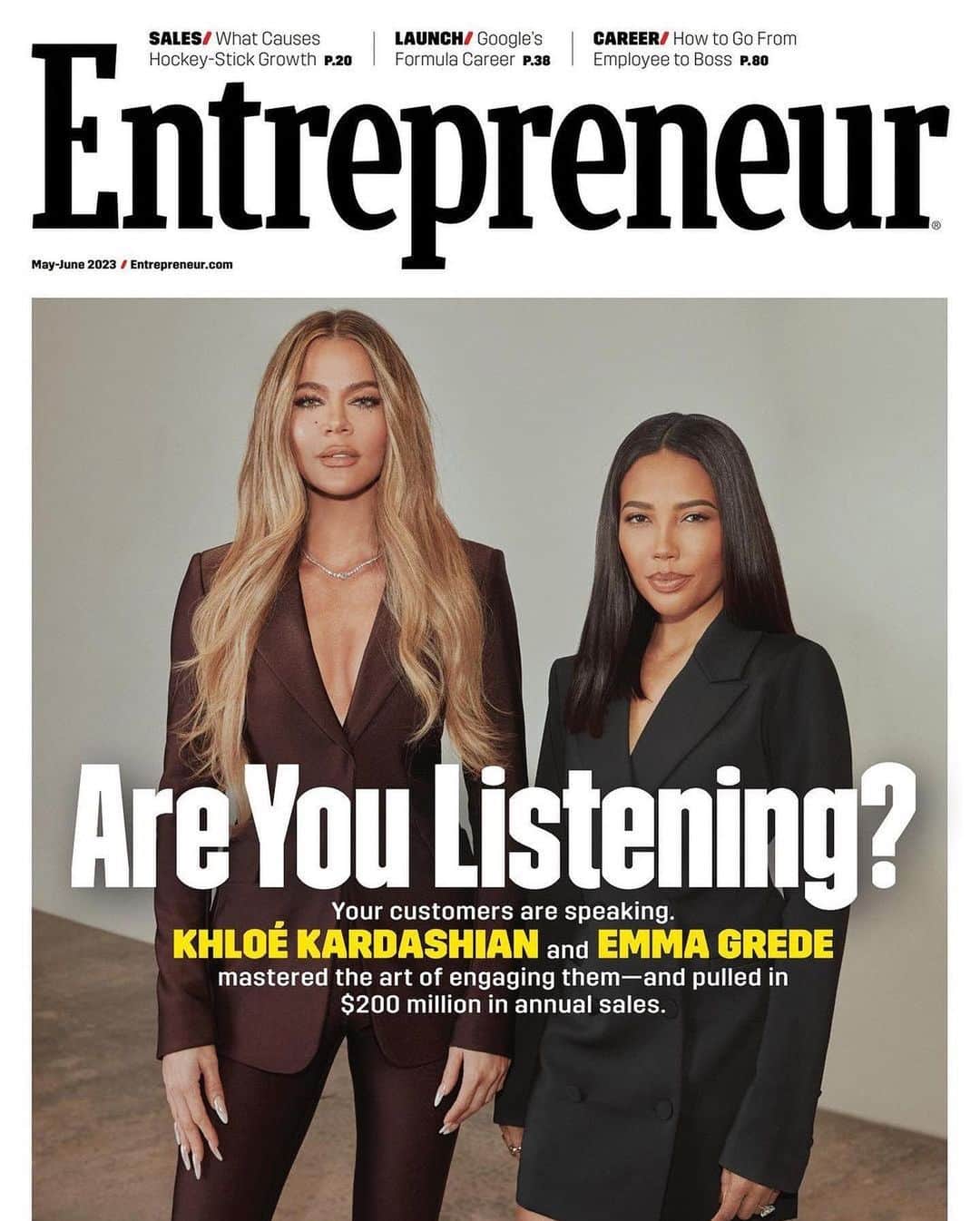 カーダシアン家のお騒がせセレブライフのインスタグラム：「@khloekardashian & @emmagrede for @entrepreneur 🤎🖤 talking all things @goodamerican 👖」