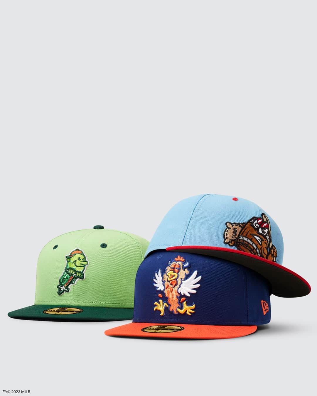 ニューエラ・キャップのインスタグラム：「Whether you’re a Rumble Pony or a Yard Goat (or even a Jumbo Shrimp), you need a cap that’s just as fun as your town. Show your support for your local team with the MiLB Theme Nights Collection. Available now from New Era.」
