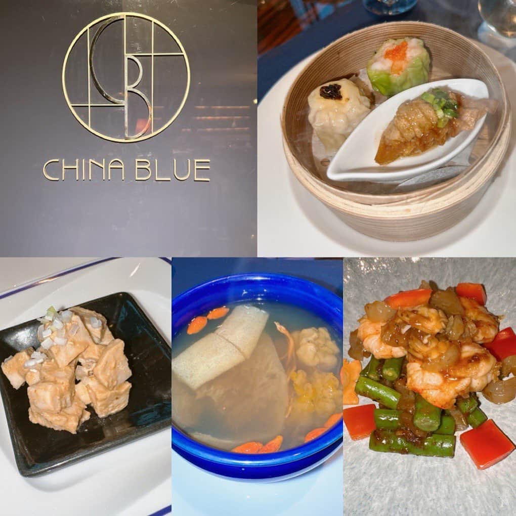 桃瀬えりなのインスタグラム：「美味しかった💙  #conradtokyo #chinablue #gourmet #hoteldinner #follow #followme #コンラッド東京 #チャイナブルー #ホテルディナー #コース料理 #中華 #グルメ」