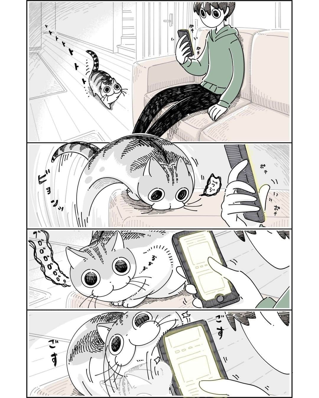 キュルZさんのインスタグラム写真 - (キュルZInstagram)「気づかれてしまったネコ  #キュルガ #夜は猫といっしょ #猫 #cat #猫漫画 #猫のいる暮らし」4月29日 20時16分 - kyuryuz