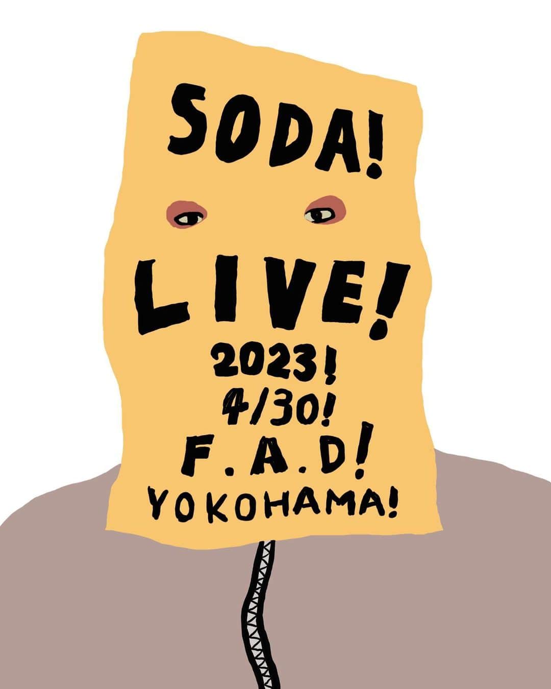 浅野忠信のインスタグラム：「SODA! LIVE! TOMORROW! 明日! 4/30! YOKOHAMA! F.A.D.! 横浜! OPEN!17:00! START!18:30! GETPOWER! 踊る!DANCE!踊る! 遊ぶ!ASOBU!遊ぶ!」