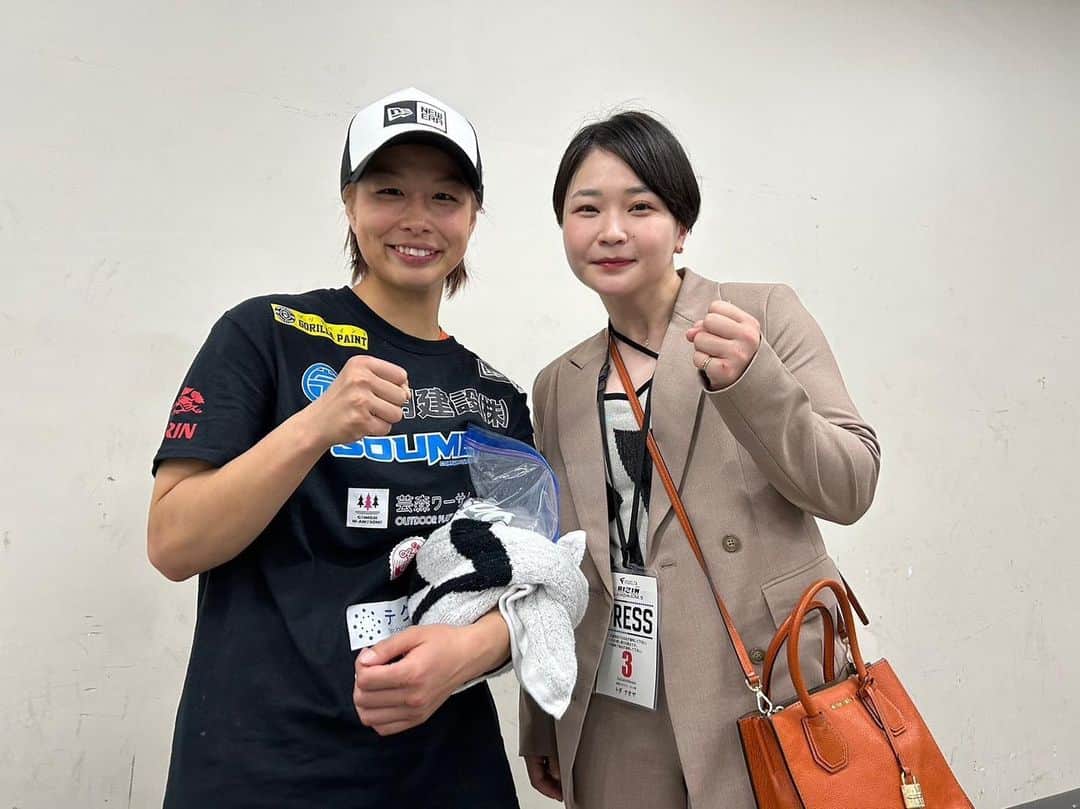 並木月海のインスタグラム：「カンナさん！試合お疲れ様でした☺️ そして勝利おめでとうございます🎉 いつもカッコよくて良い刺激をいただいてます👊🏻 私も新たに一歩踏み出そうと思います✨」