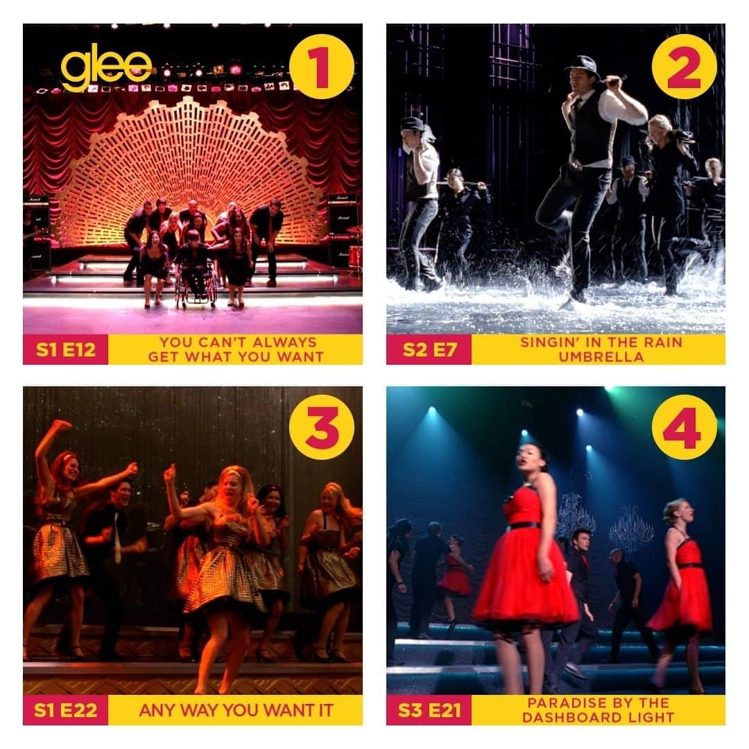 のインスタグラム：「Dance it out and watch #Glee on @hulu: link in bio. Which iconic dance is your favorite? 💃🕺 #InternationalDanceDay」