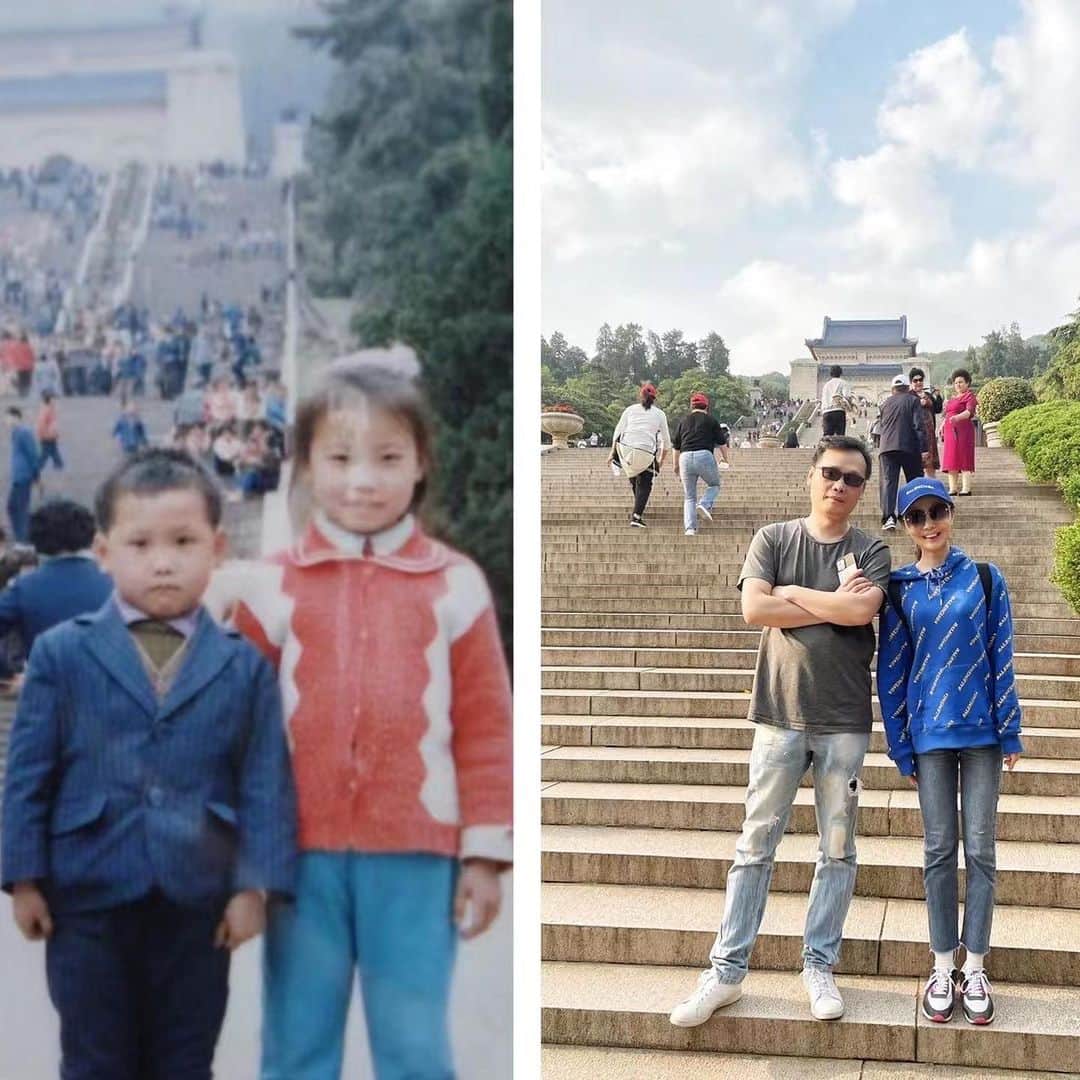 ルフのインスタグラム：「First pic is from long long long long time ago and today at same place (Sun Yat-sen Mausoleum). And also I m my parents’s tour guide,thanks my parents for everything ❤️ - - #familyiseverything #familytime #holidaywithfamily #vacation」